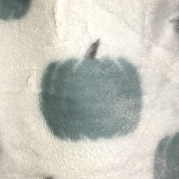 Rachel Ashwell Blue Pumpkin Faux Fur Throw Blanket Thanksgiving Fall Decor Soft - Picture 5 of 7